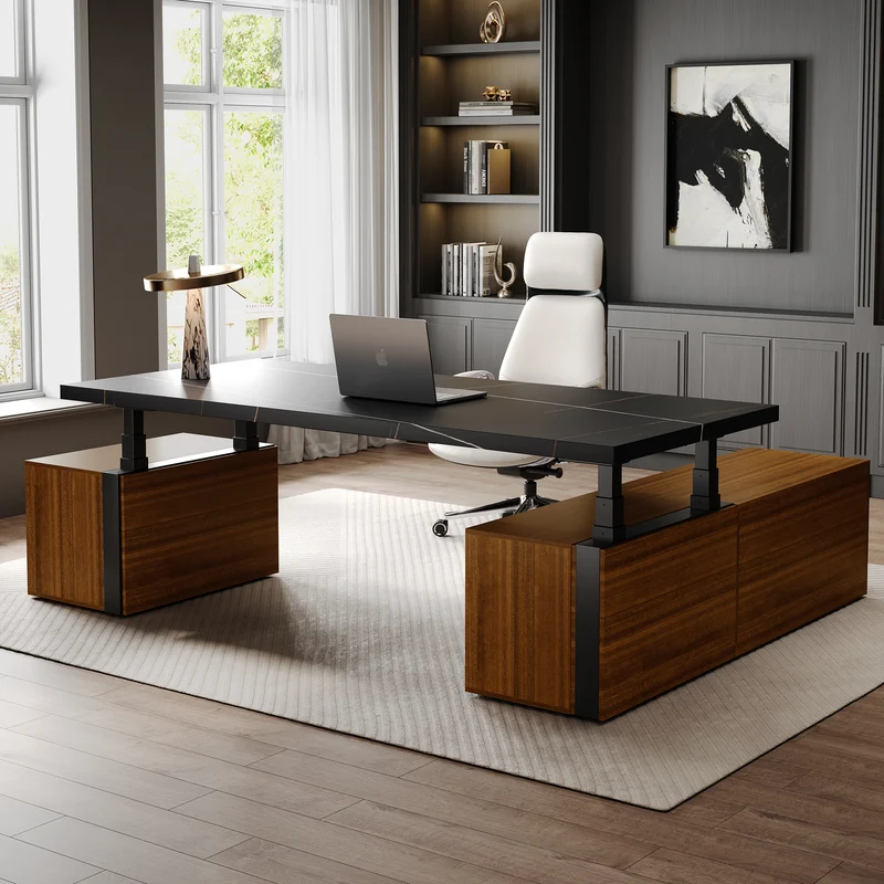 Zen Pro Series, 87"/72" Executive Standing Desk with Cabinets Set