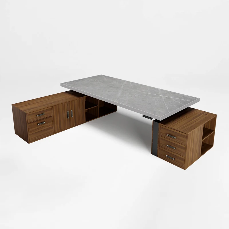 Zen Pro Series, 87"/72" Executive Standing Desk with Cabinets Set