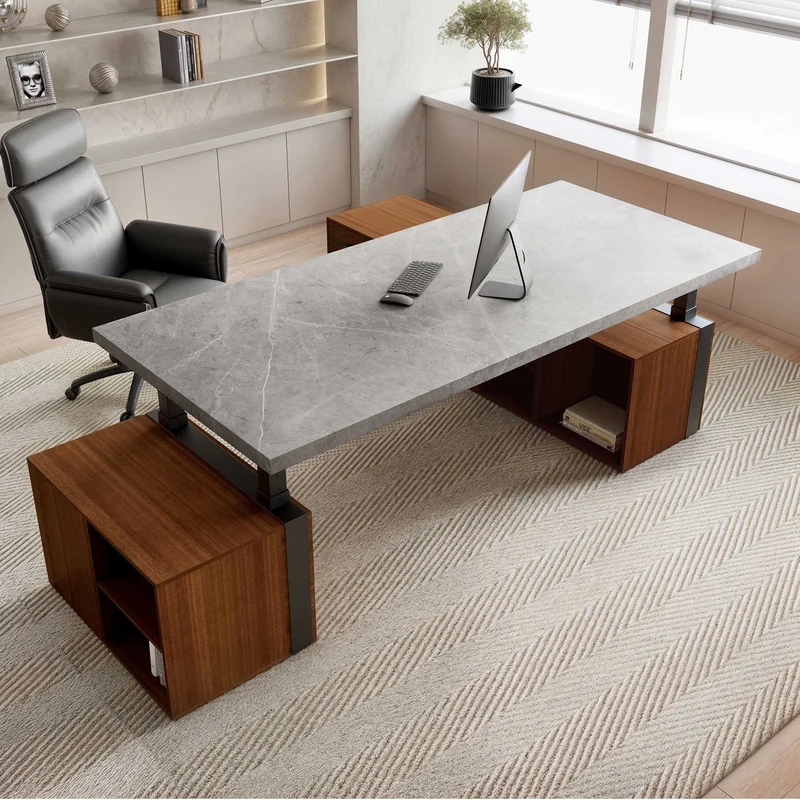 Zen Pro Series, 87"/72" Executive Standing Desk with Cabinets Set