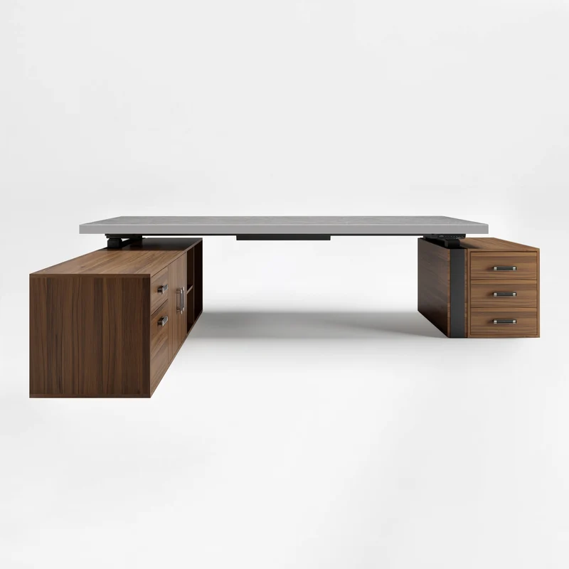 Zen Pro Series, 87"/72" Executive Standing Desk with Cabinets Set