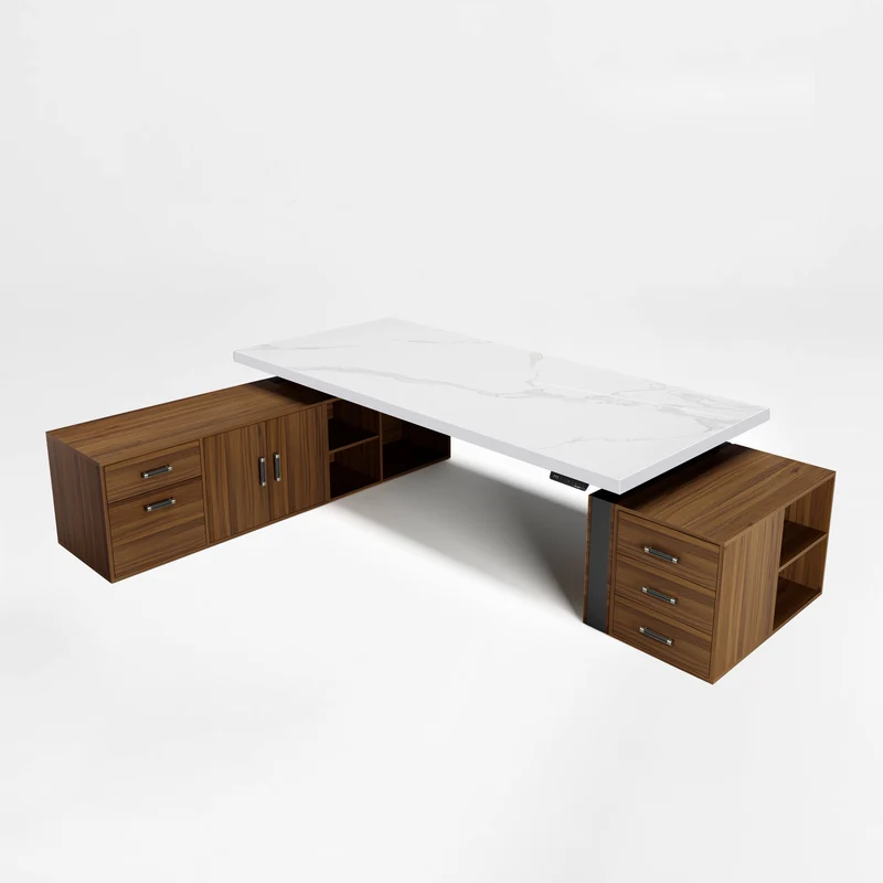 Zen Pro Series, 87"/72" Executive Standing Desk with Cabinets Set