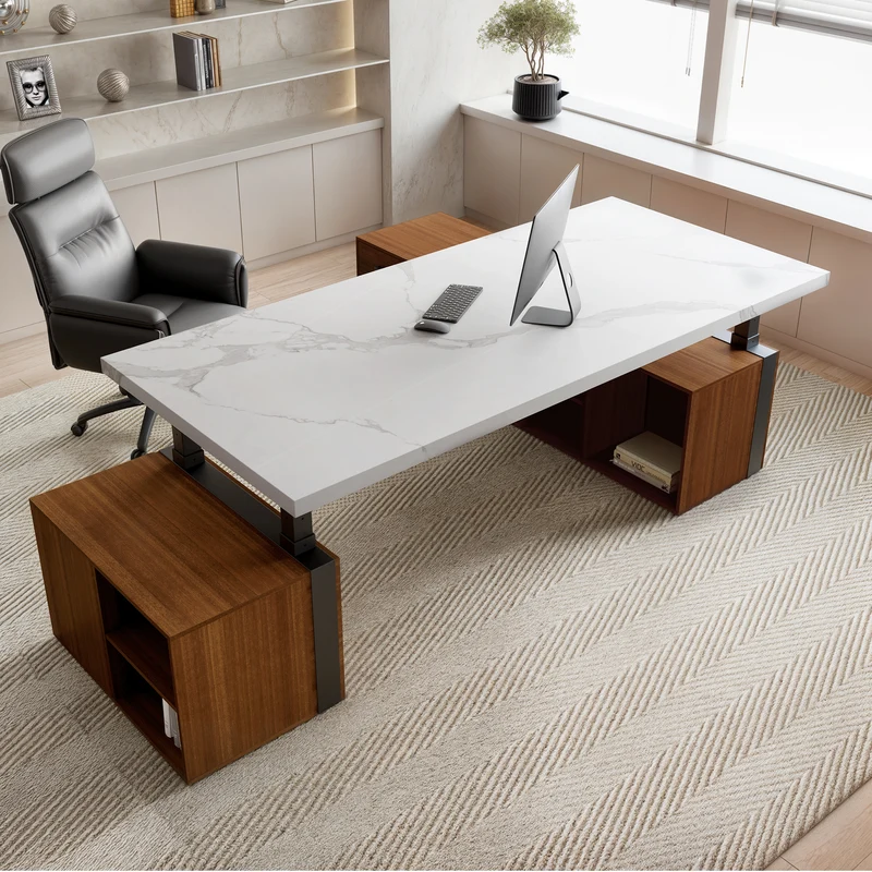 Zen Pro Series, 87"/72" Executive Standing Desk with Cabinets Set