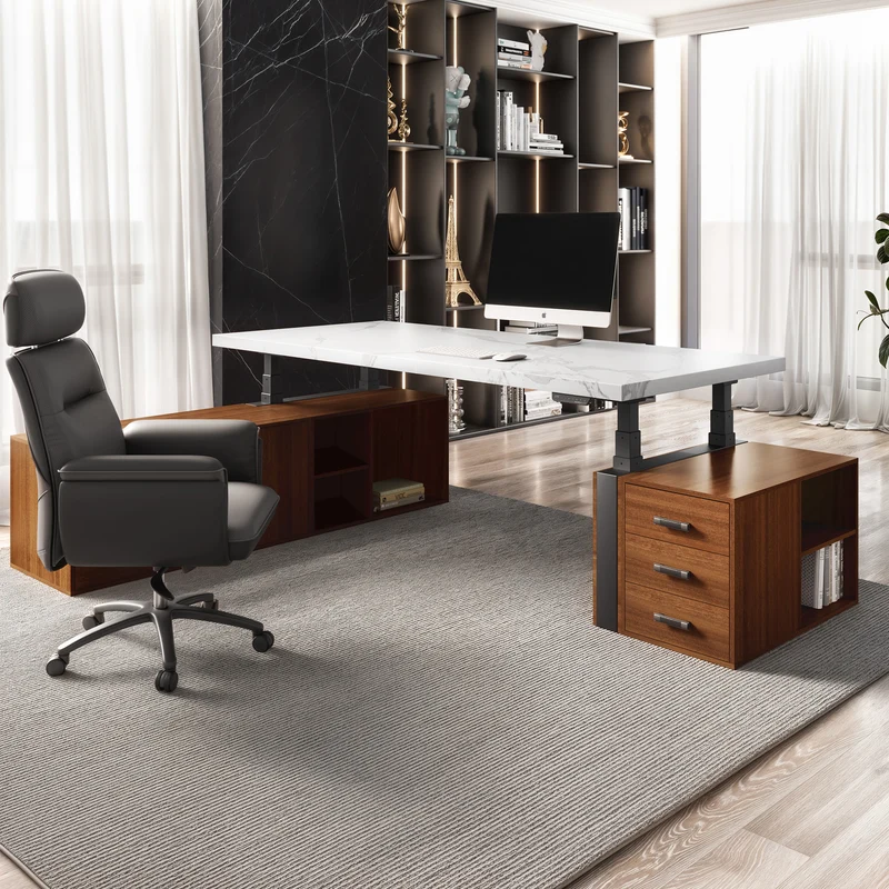Zen Pro Series, 87"/72" Executive Standing Desk with Cabinets Set