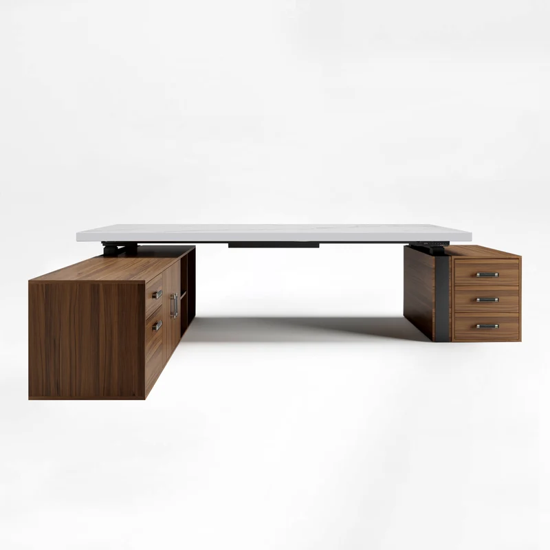 Zen Pro Series, 87"/72" Executive Standing Desk with Cabinets Set