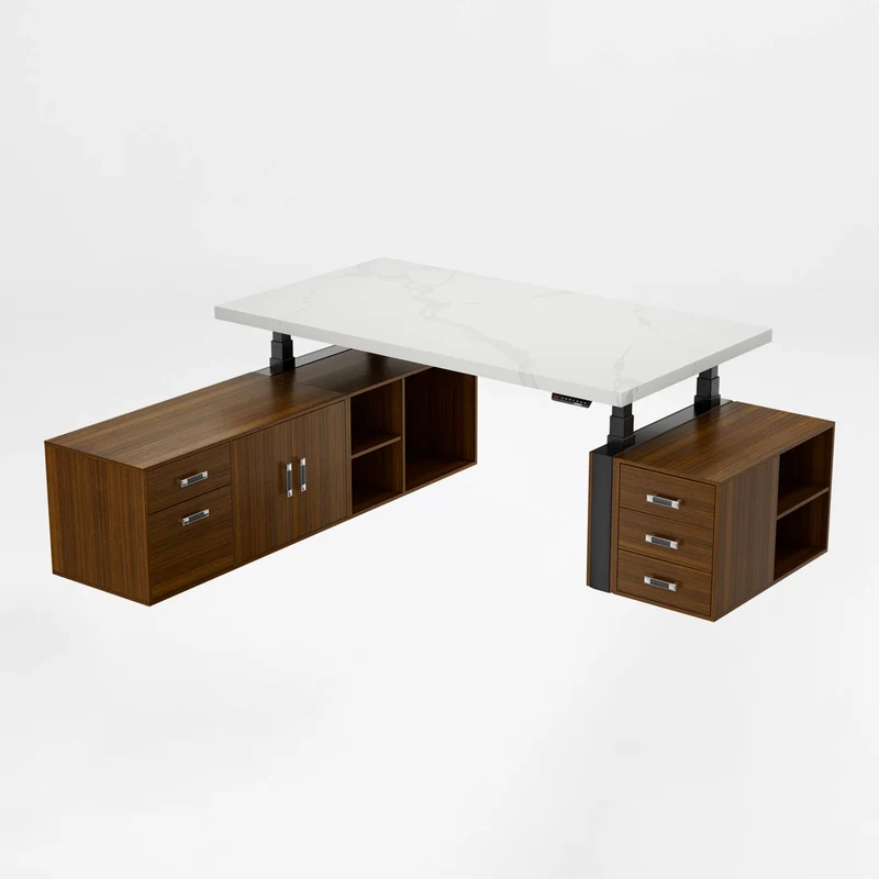 Zen Pro Series, 87"/72" Executive Standing Desk with Cabinets Set