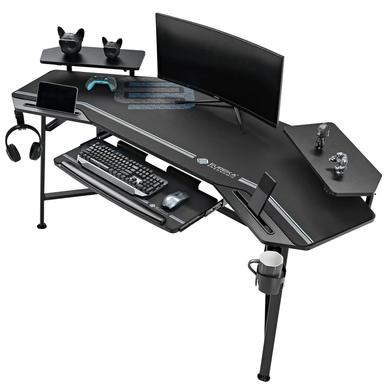 Aero Wing-Shaped Studio Desk, Black (63" & 72'')