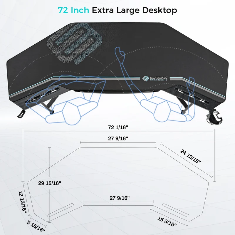 Aero Wing-Shaped Studio Desk, Black (63" & 72'')