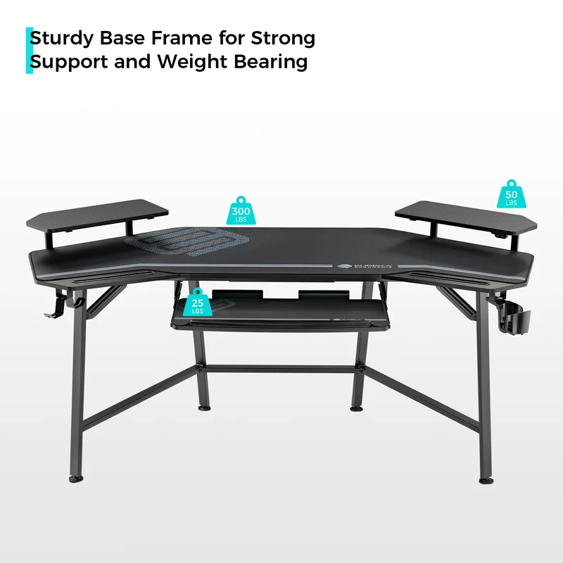 Aero Wing-Shaped Studio Desk, Black (63" & 72'')
