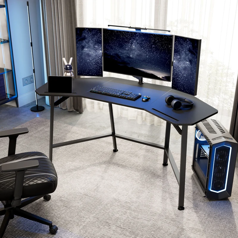 Aero Wing-Shaped Studio Desk, Black (63" & 72'')
