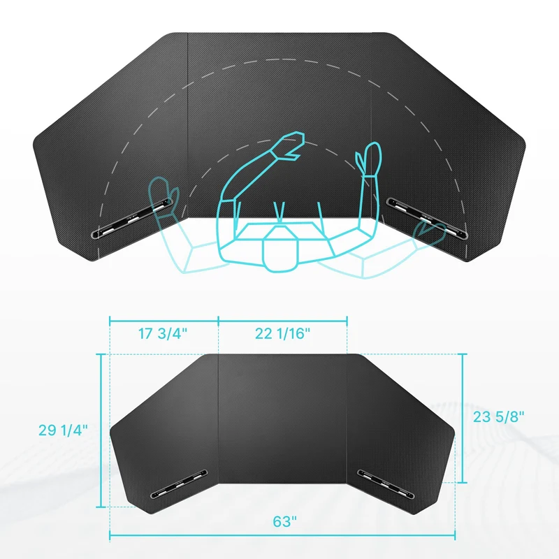 Aero Wing-Shaped Studio Desk, Black (63" & 72'')