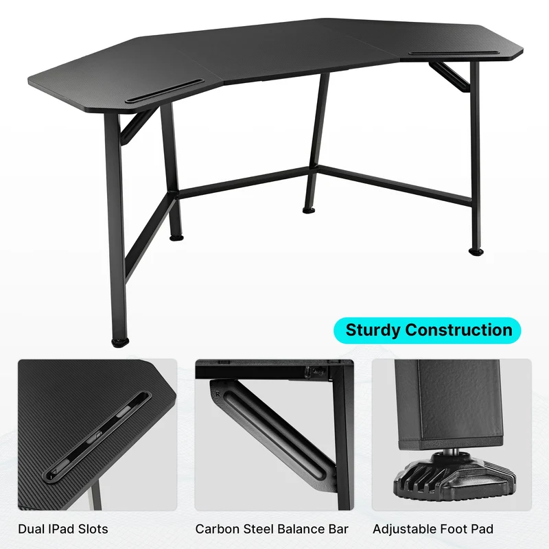 Aero Wing-Shaped Studio Desk, Black (63" & 72'')