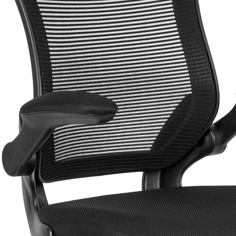 Mid-Back Mesh Ergonomic Drafting Chair with Foot Ring and Flip-Up Arms