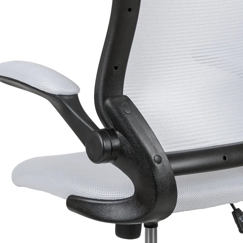 Mid-Back Mesh Ergonomic Drafting Chair with Foot Ring and Flip-Up Arms