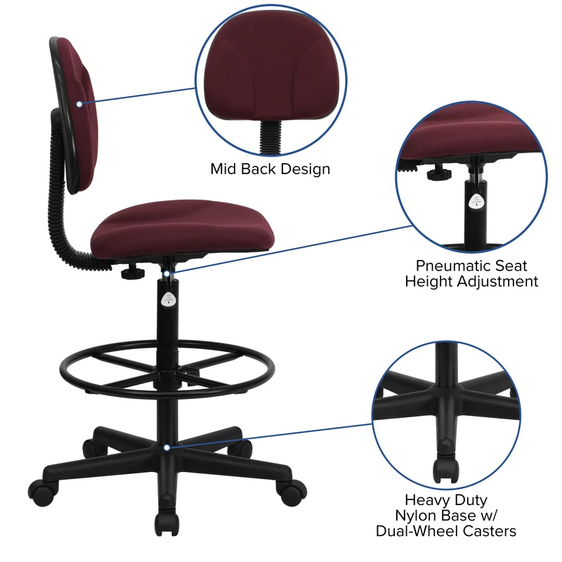 Two Cylinder Drafting Chair (Cylinders: 22.5"-27"H or 26"-30.5"H)
