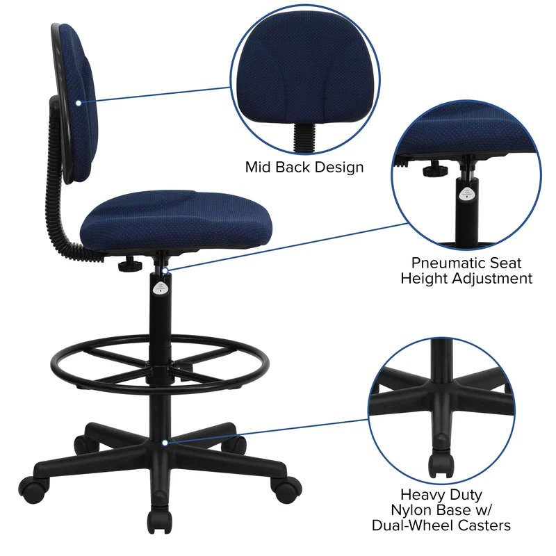 Two Cylinder Drafting Chair (Cylinders: 22.5"-27"H or 26"-30.5"H)