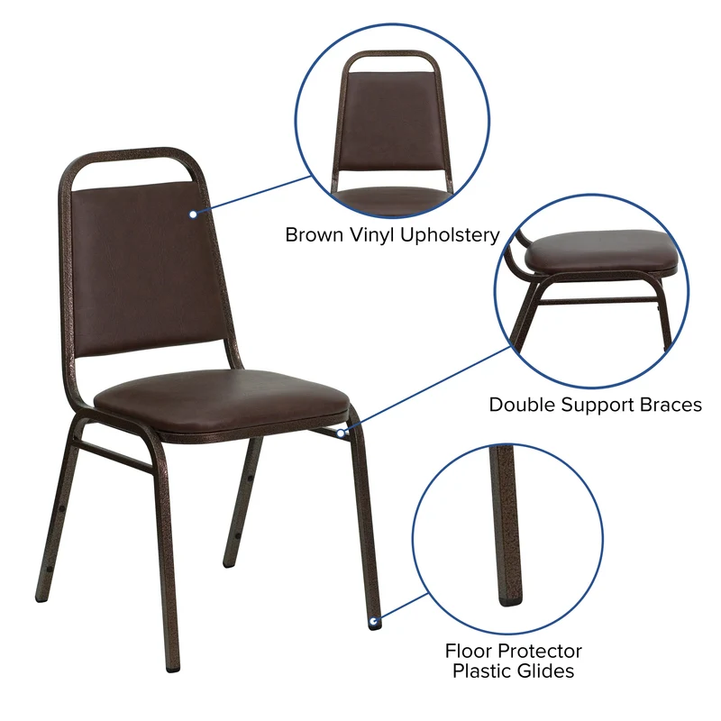 Trapezoidal Back Stacking Banquet Dining Chair - 1.5" Thick Seat