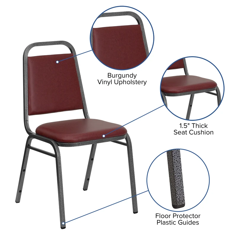 Trapezoidal Back Stacking Banquet Dining Chair - 1.5" Thick Seat