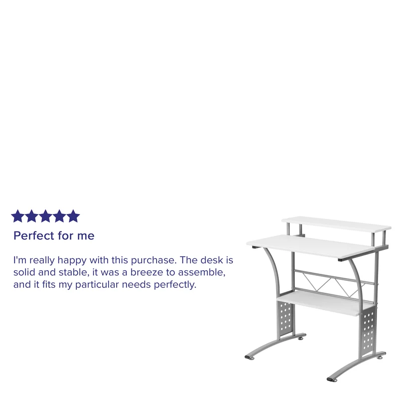 Computer Desk with Top and Lower Storage Shelves