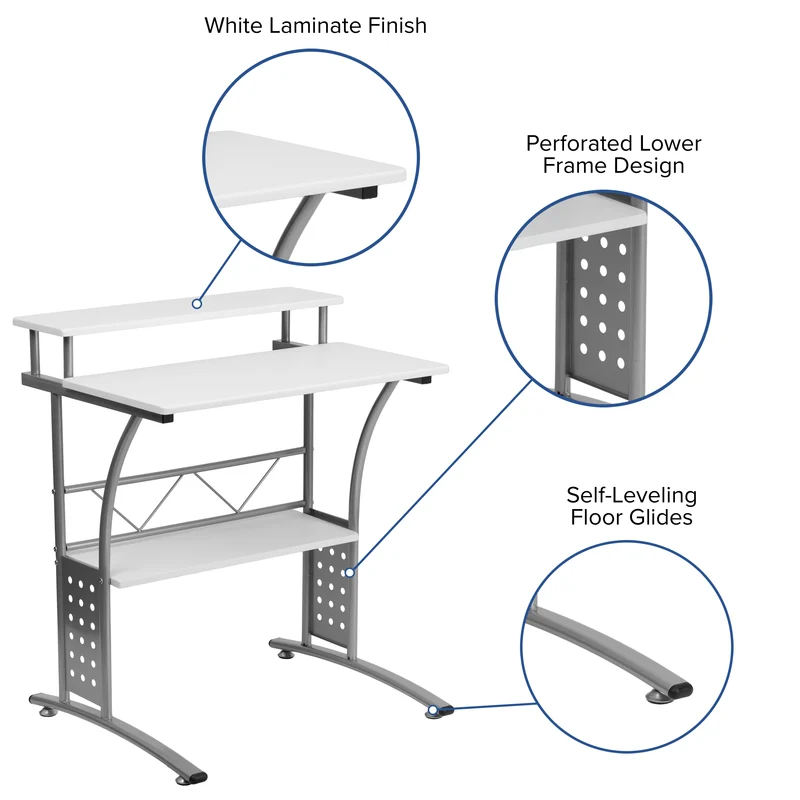 Computer Desk with Top and Lower Storage Shelves