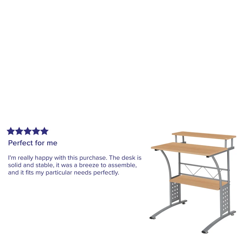 Computer Desk with Top and Lower Storage Shelves