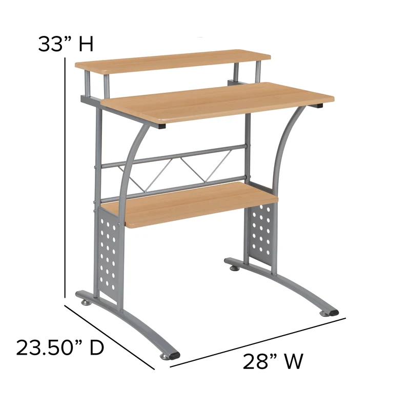 Computer Desk with Top and Lower Storage Shelves