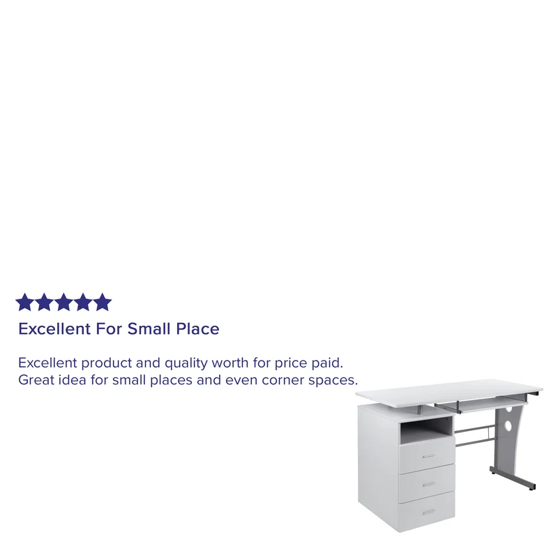 Desk with Three Drawer Single Pedestal and Pull-Out Keyboard Tray