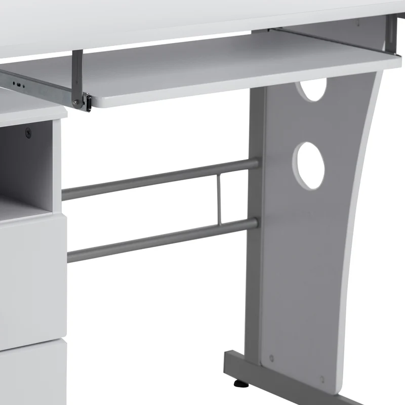Desk with Three Drawer Single Pedestal and Pull-Out Keyboard Tray