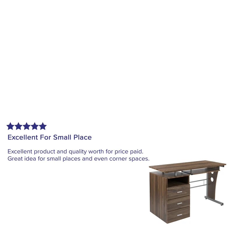 Desk with Three Drawer Single Pedestal and Pull-Out Keyboard Tray