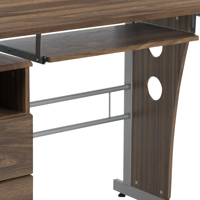 Desk with Three Drawer Single Pedestal and Pull-Out Keyboard Tray
