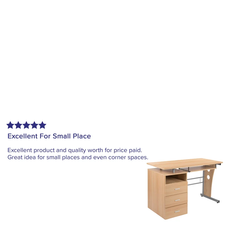 Desk with Three Drawer Single Pedestal and Pull-Out Keyboard Tray