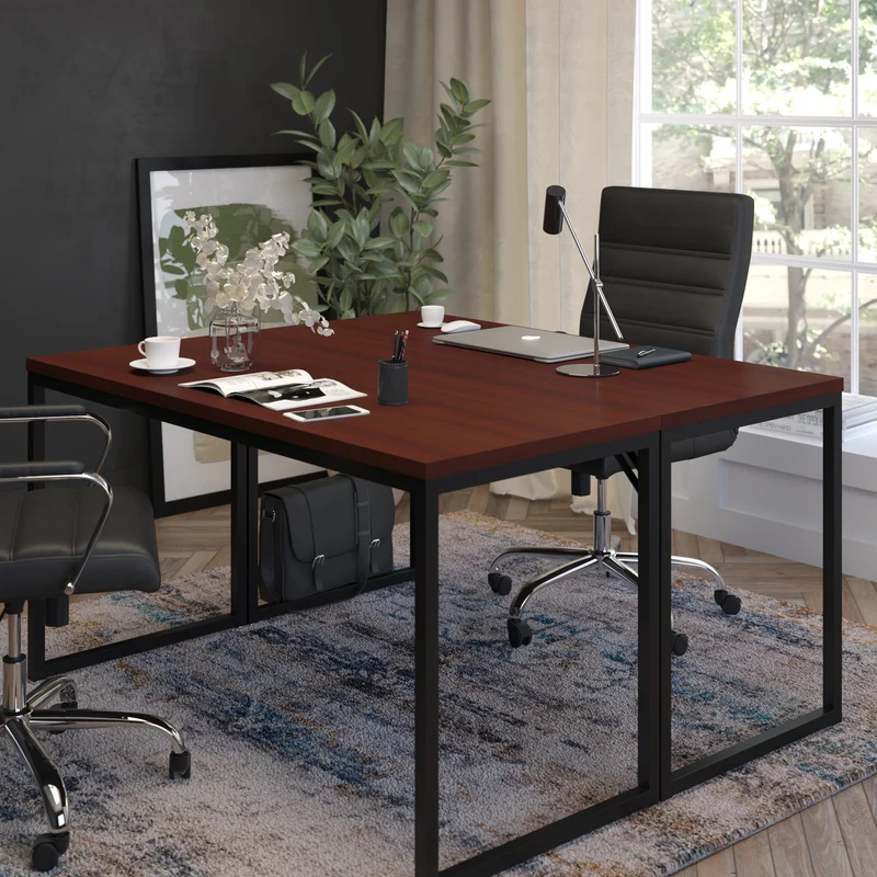 Modern Commercial Grade Desk Industrial Style Computer Desk Sturdy Home Office Desk - 55" Length