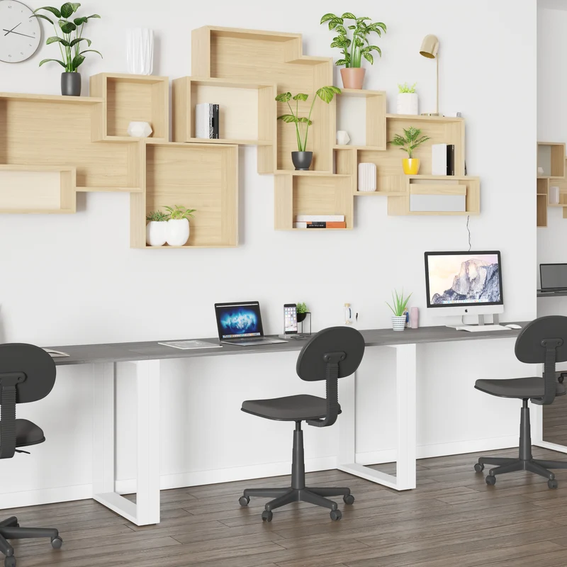 Modern Commercial Grade Desk Industrial Style Computer Desk Sturdy Home Office Desk - 55" Length