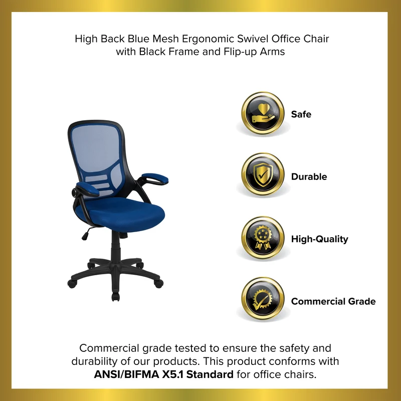 High Back Mesh Ergonomic Office Chair with Flip-up Arms