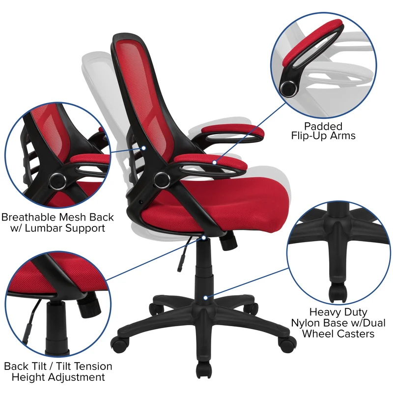 High Back Mesh Ergonomic Office Chair with Flip-up Arms