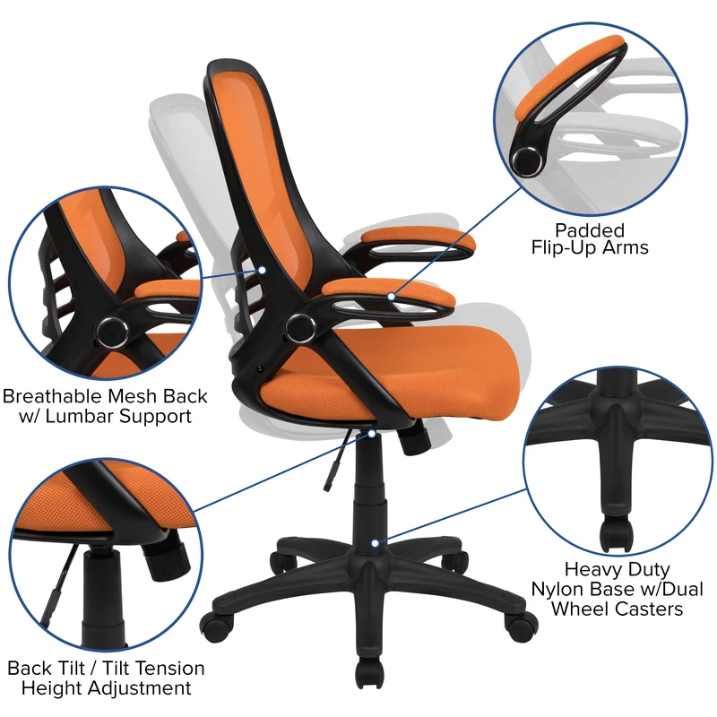 High Back Mesh Ergonomic Office Chair with Flip-up Arms