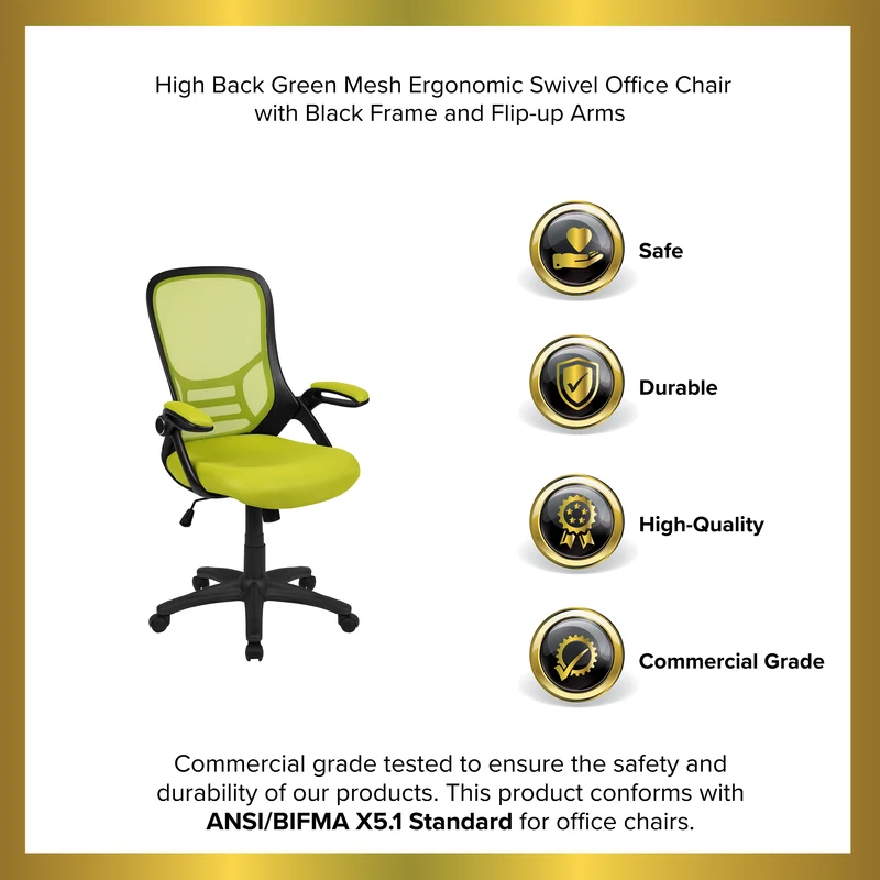 High Back Mesh Ergonomic Office Chair with Flip-up Arms