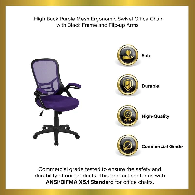 High Back Mesh Ergonomic Office Chair with Flip-up Arms