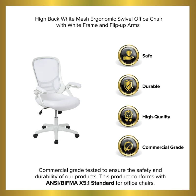 High Back Mesh Ergonomic Office Chair with Flip-up Arms