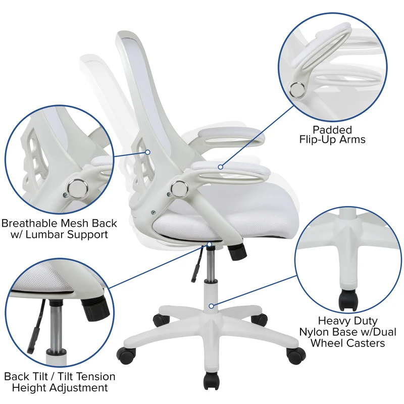 High Back Mesh Ergonomic Office Chair with Flip-up Arms