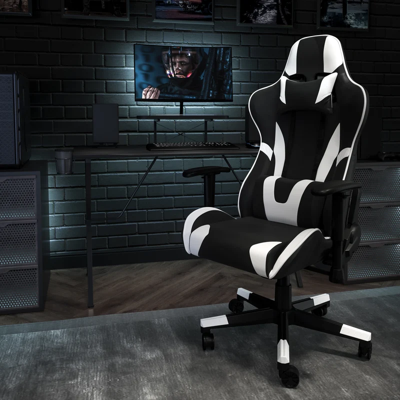 BlackArc Gaming Desk & Chair Set - Cup Holder, Headphone Hook, and Monitor Stand