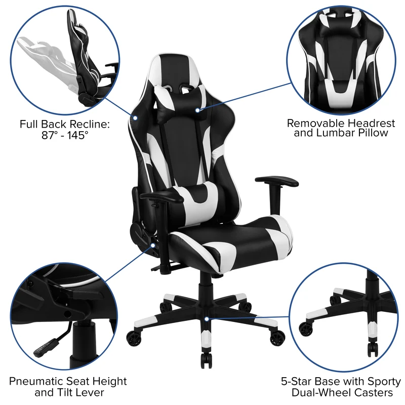 BlackArc Gaming Desk & Chair Set - Cup Holder, Headphone Hook, and Monitor Stand