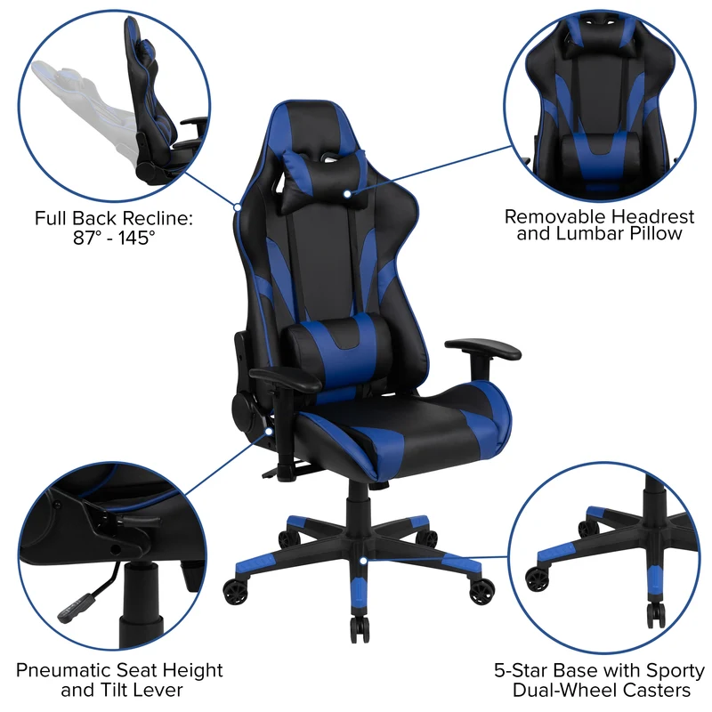 BlackArc Gaming Desk & Chair Set - Cup Holder, Headphone Hook, and Monitor Stand