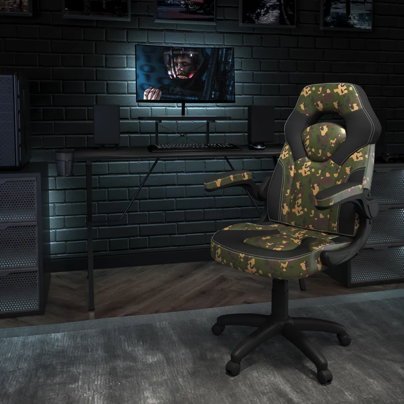 BlackArc Gaming Desk and Racing Chair Set with Headphone Hook, and Monitor Stand