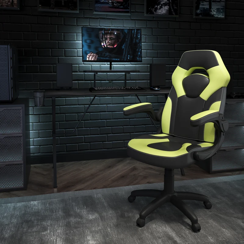BlackArc Gaming Desk and Racing Chair Set with Headphone Hook, and Monitor Stand