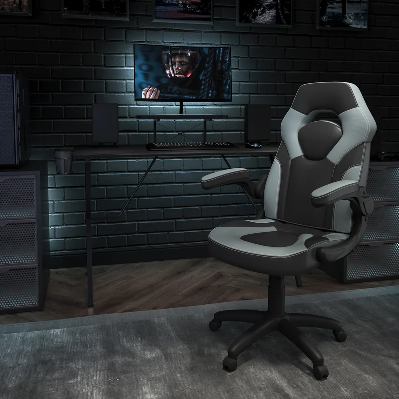 BlackArc Gaming Desk and Racing Chair Set with Headphone Hook, and Monitor Stand