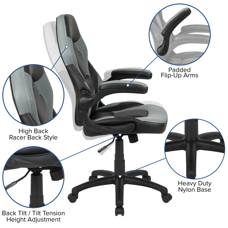 BlackArc Gaming Desk and Racing Chair Set with Headphone Hook, and Monitor Stand