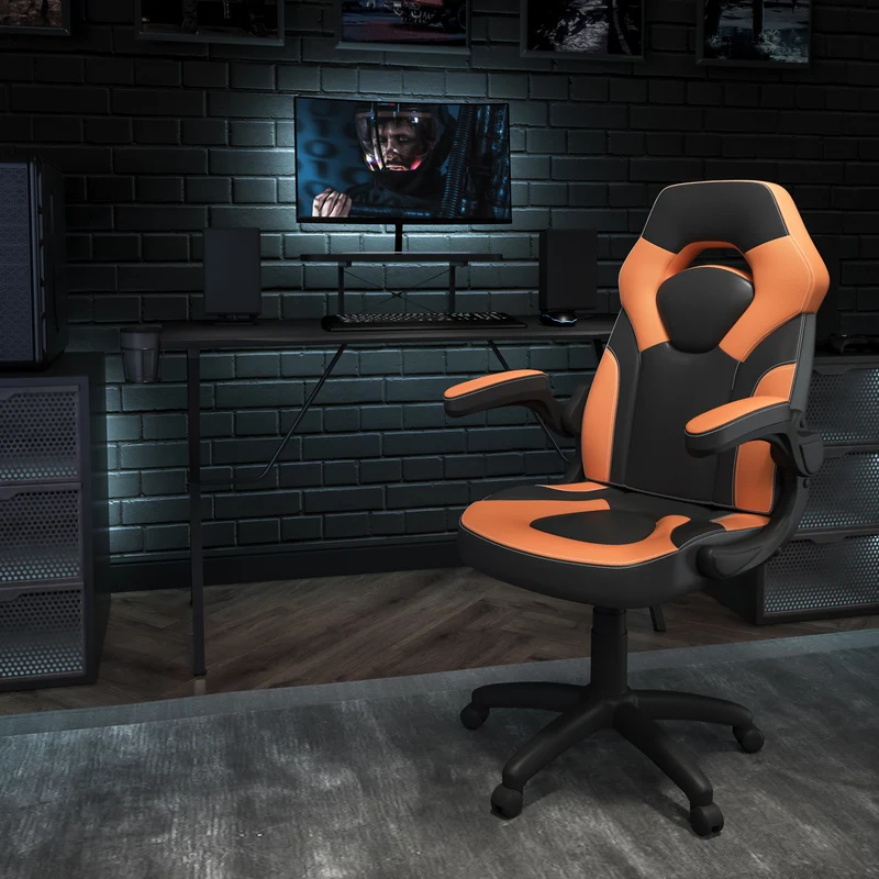 BlackArc Gaming Desk and Racing Chair Set with Headphone Hook, and Monitor Stand
