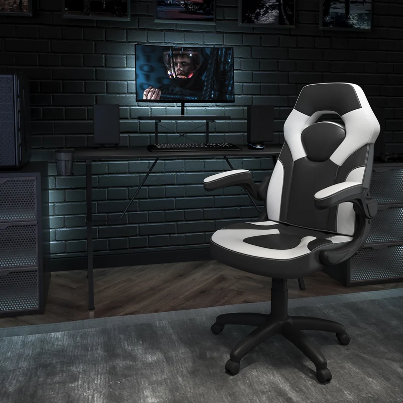 BlackArc Gaming Desk and Racing Chair Set with Headphone Hook, and Monitor Stand