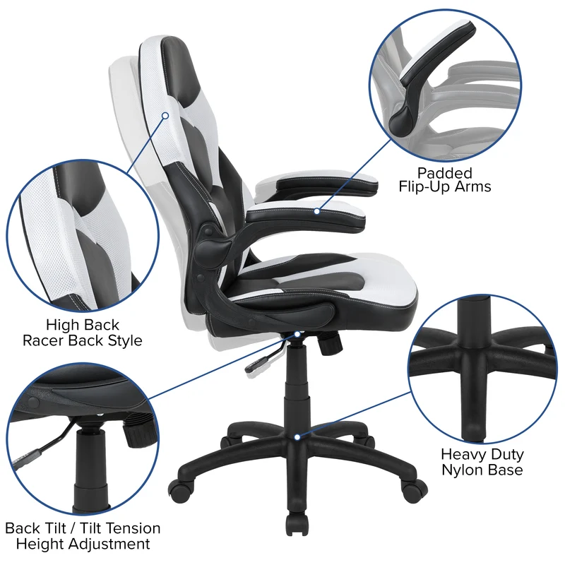 BlackArc Gaming Desk and Racing Chair Set with Headphone Hook, and Monitor Stand