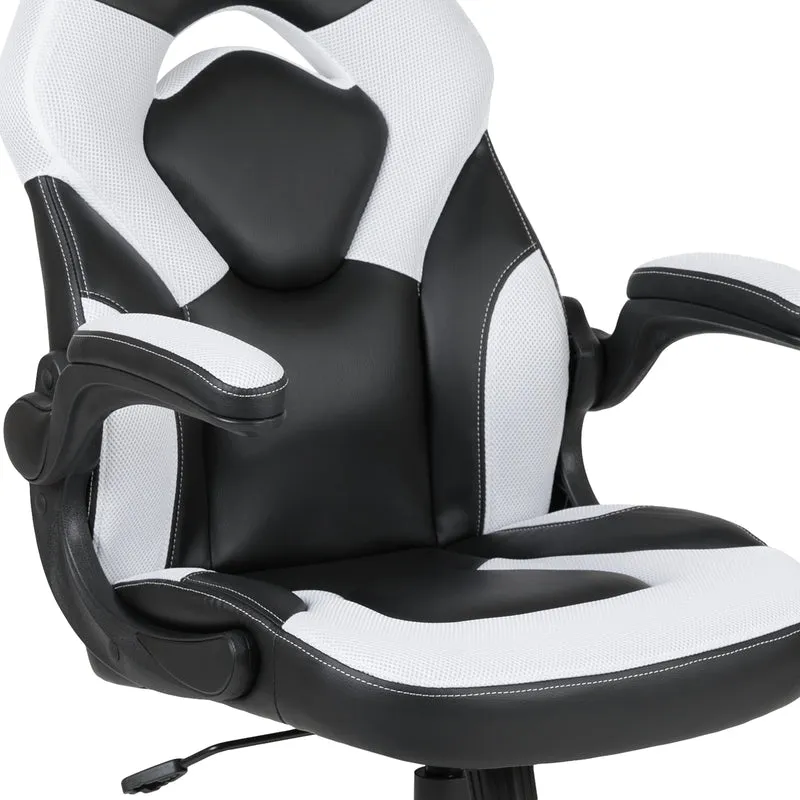 BlackArc Gaming Desk and Racing Chair Set with Headphone Hook, and Monitor Stand